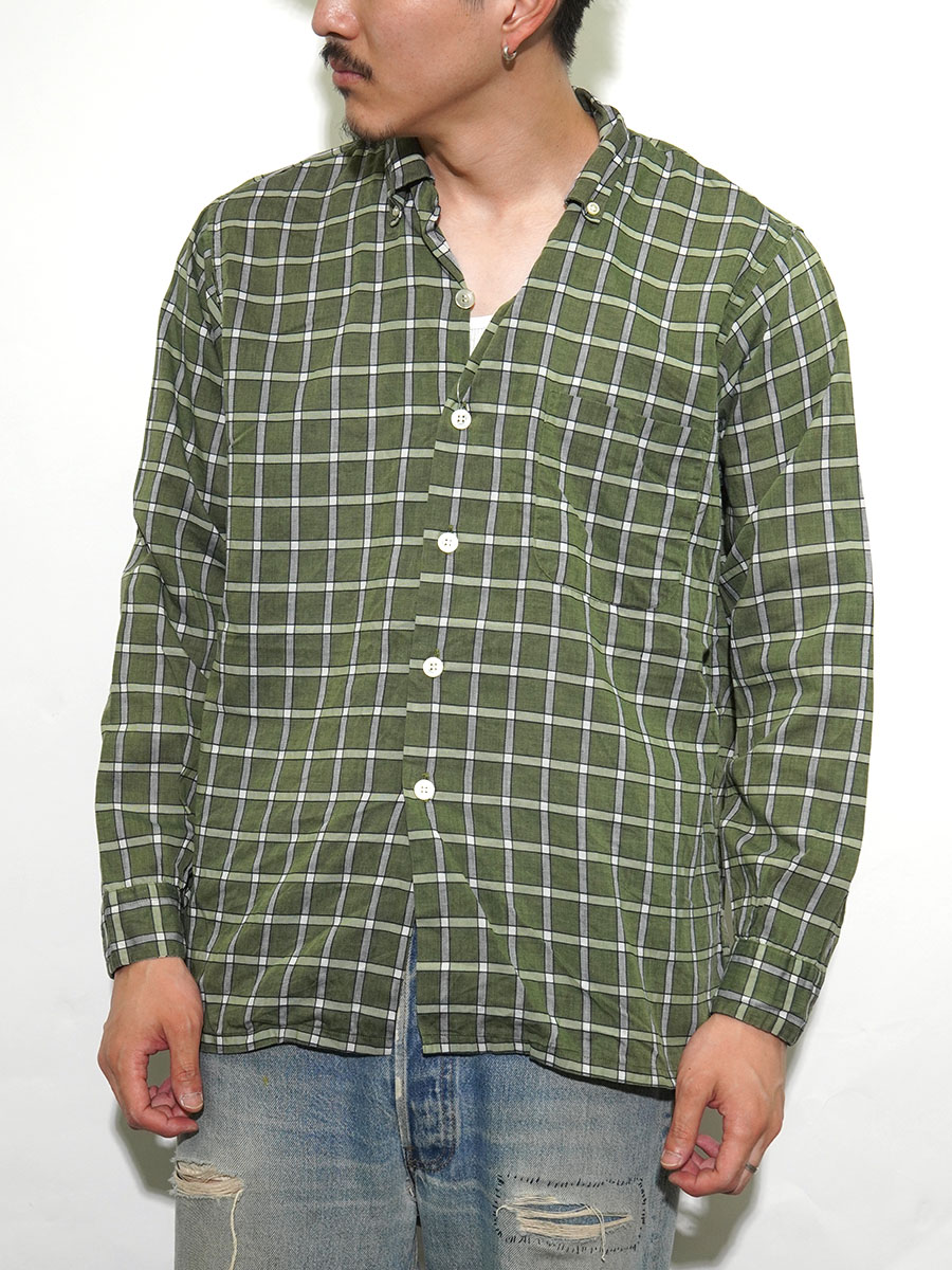 60's DONEGAL 好配色チェック 3点留め L/S ループカラーシャツ 表記(M