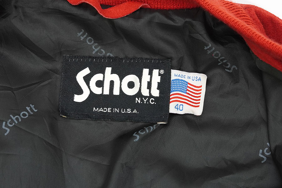 Schott スエードジャケット サイズ40 メイドインUSA 90's Schott スエードレザージャケット レッド 表記(40) USA製 | NEW