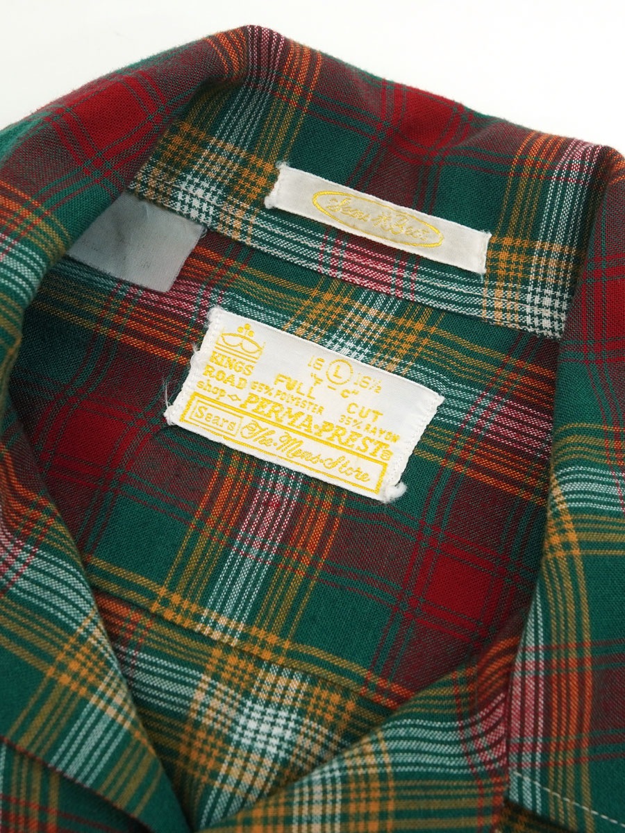 70's Sears KINGS ROAD ループカラー 好配色チェック ロングスリーブシャツ 表記(L)