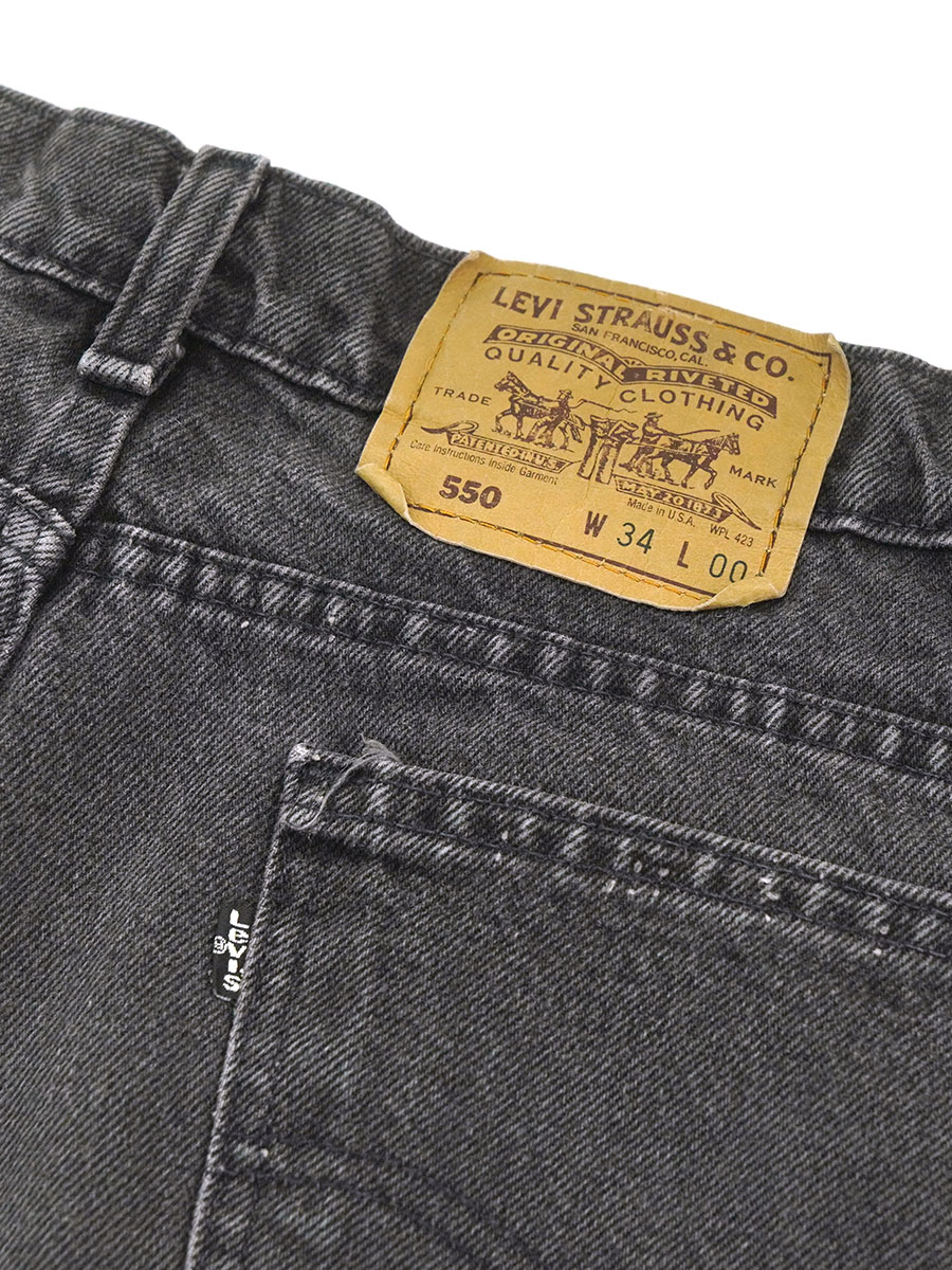 90'S LEVI'S 550 BLACK DENIM SHORTS (SIZE.W34 L00) MADE IN USA
