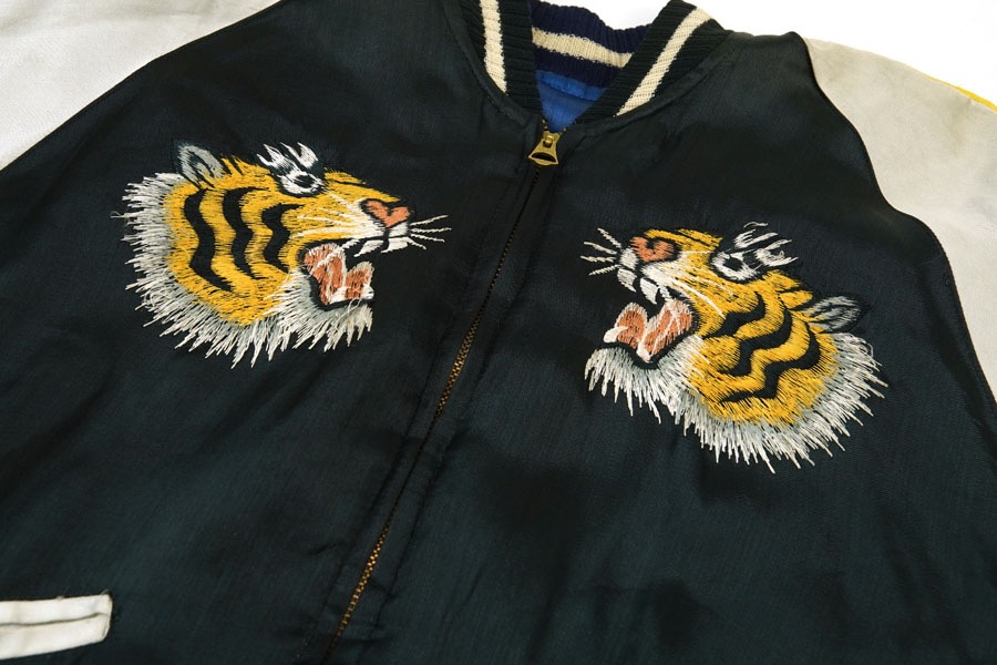 50’S ビンテージ スカジャン サテン BIGSIZE 虎 鷹 す*ん様 50'sヴィンテージ スカジャン 虎 鷲 龍 鷹 刺繍 TTS Zip す*ん