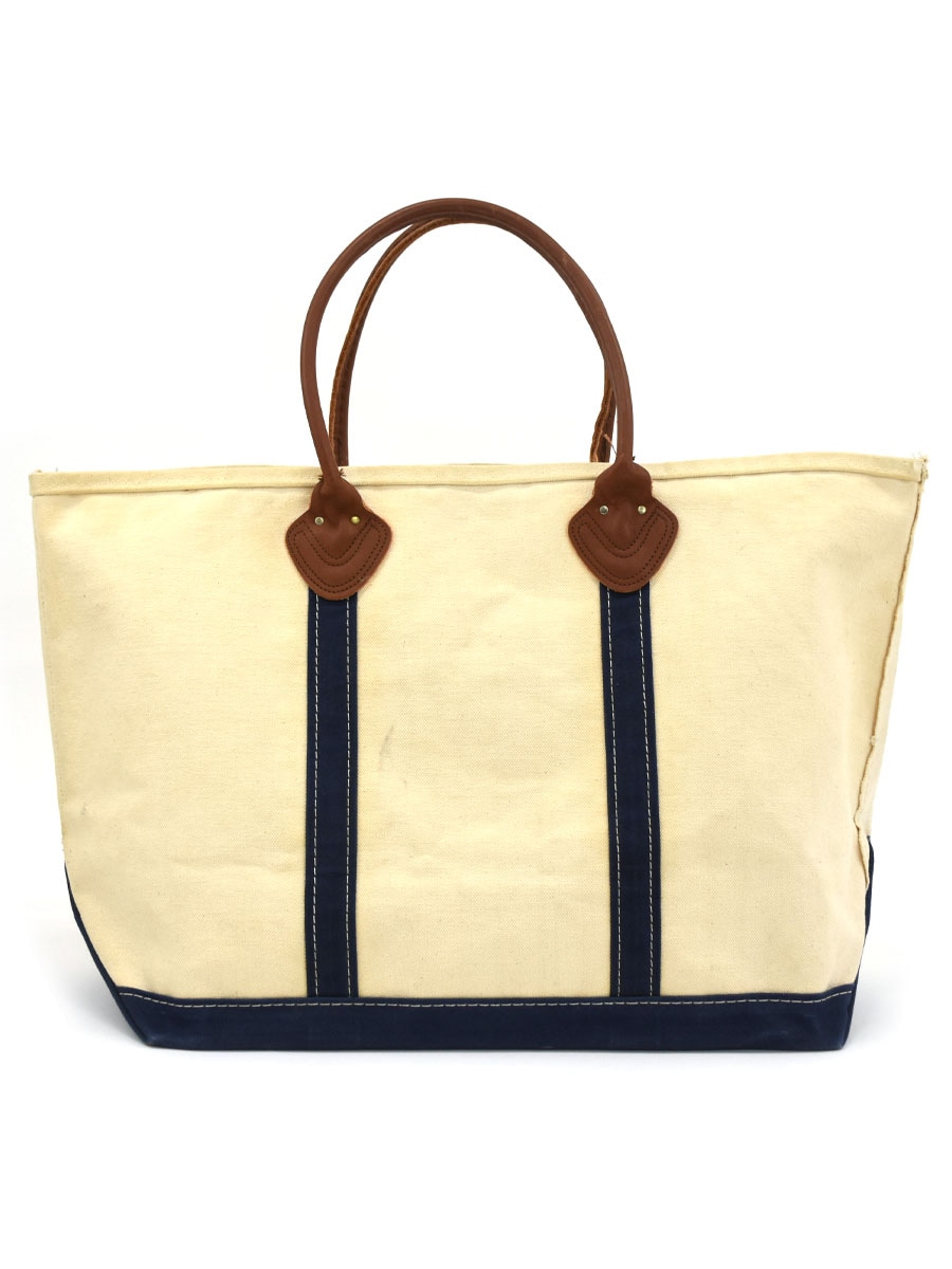 70's～ L.L.Bean BOAT AND TOTE レザーハンドル 生成りxネイビー