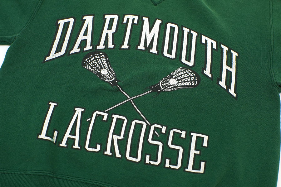 90's RUSSELL ATHLETIC ''DARTMOUTH LACROSSE'' 前Vスウェット グリーン 表記(M) USA製