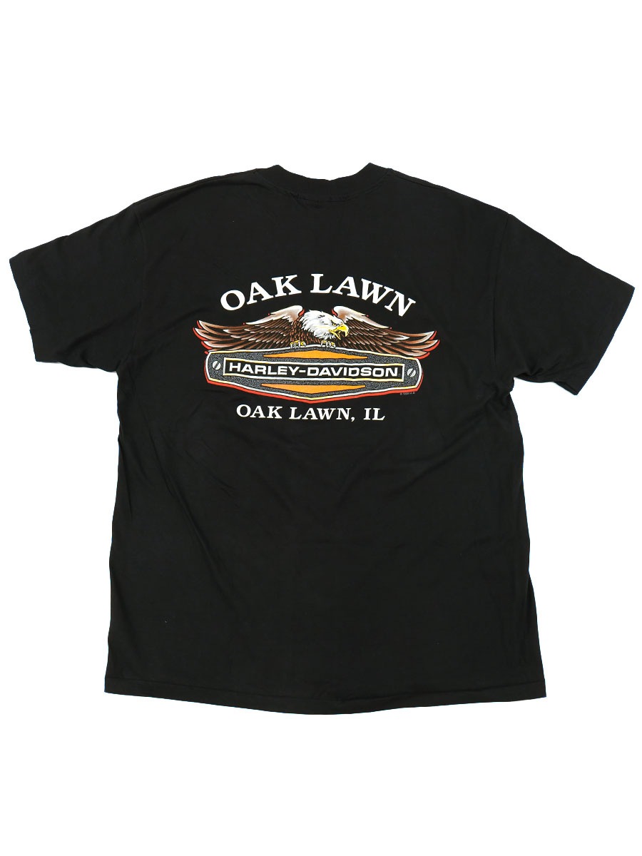 90's H-D ハーレーダヴィッドソン イーグル 両面プリント Tシャツ 表記