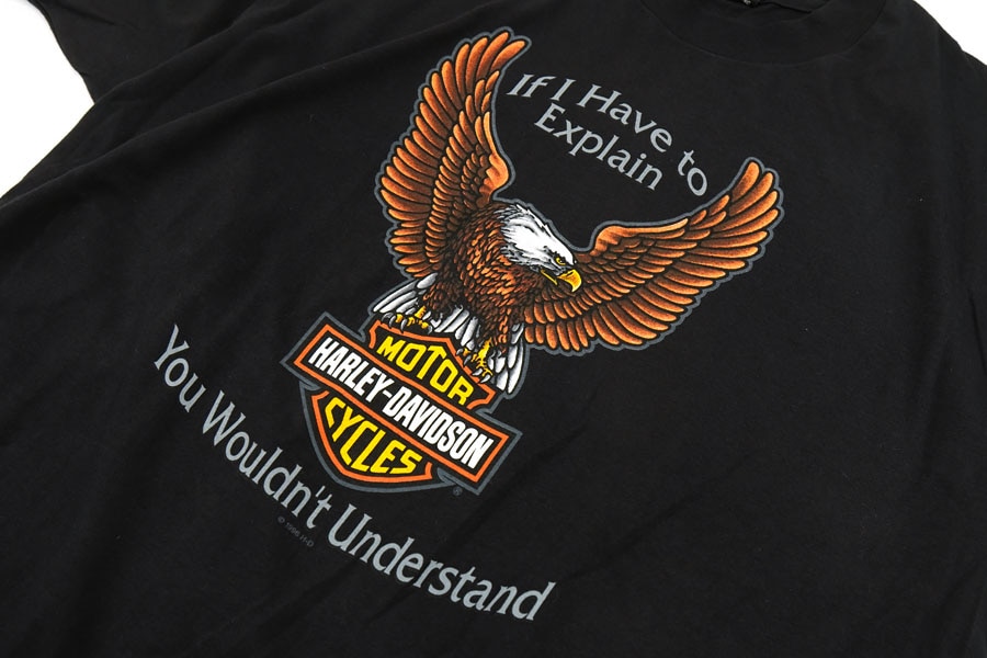 90's H-D ハーレーダヴィッドソン イーグル 両面プリント Tシャツ 表記