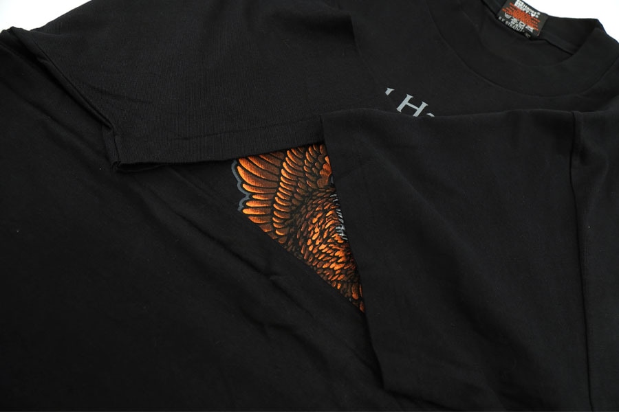 90's H-D ハーレーダヴィッドソン イーグル 両面プリント Tシャツ 表記
