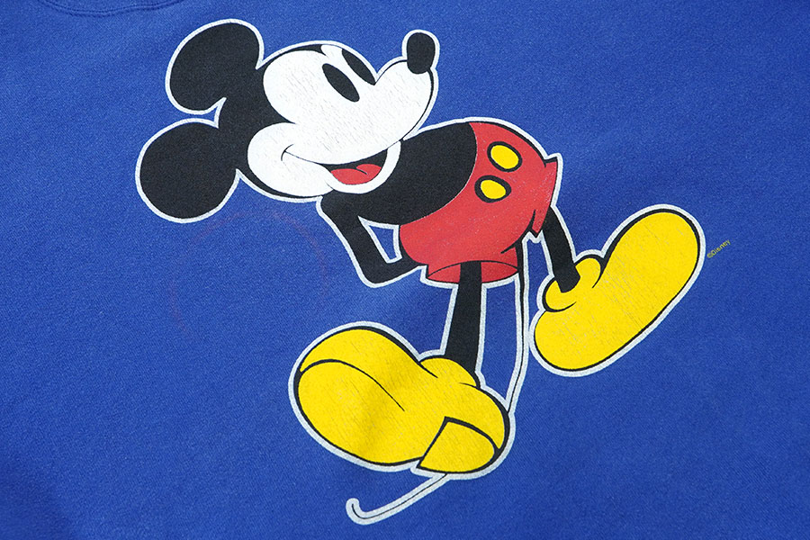 90's MICKEY,INC ミッキーマウス スウェット ブルー 表記(XL) USA製