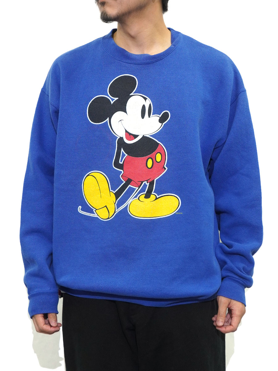 90's MICKEY,INC ミッキーマウス スウェット ブルー 表記(XL) USA製