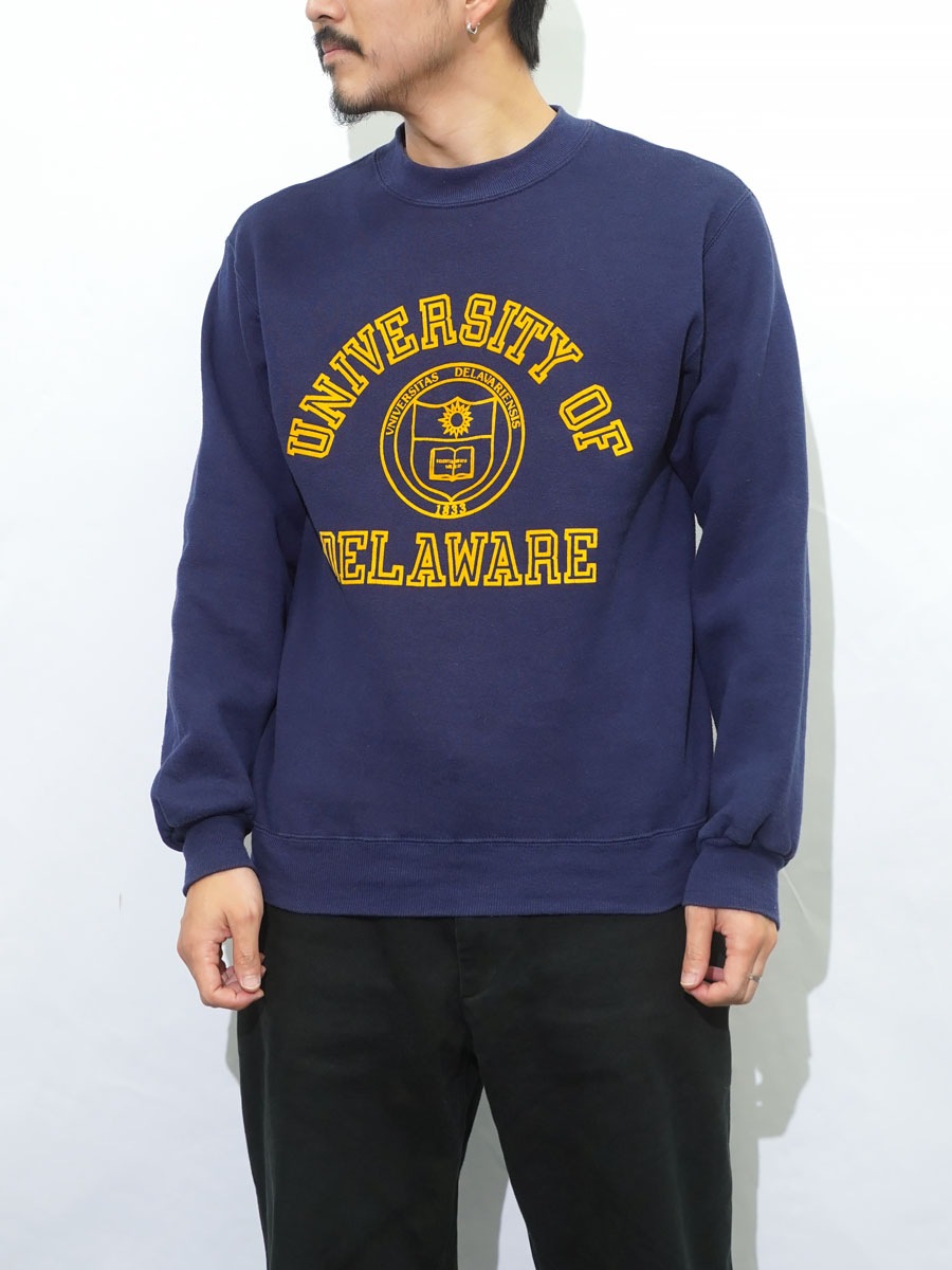 80's～ JANSPORT ''UNIVERSITY OF DELAWARE'' 3段フロッキープリント スウェット 表記(M) USA製