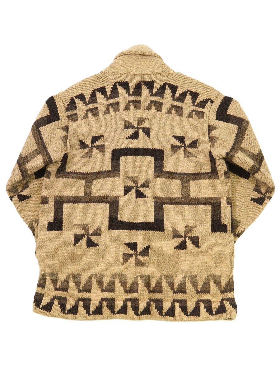 90's ラルフローレン 風車柄 コンチョボタン ハンドニットガウン