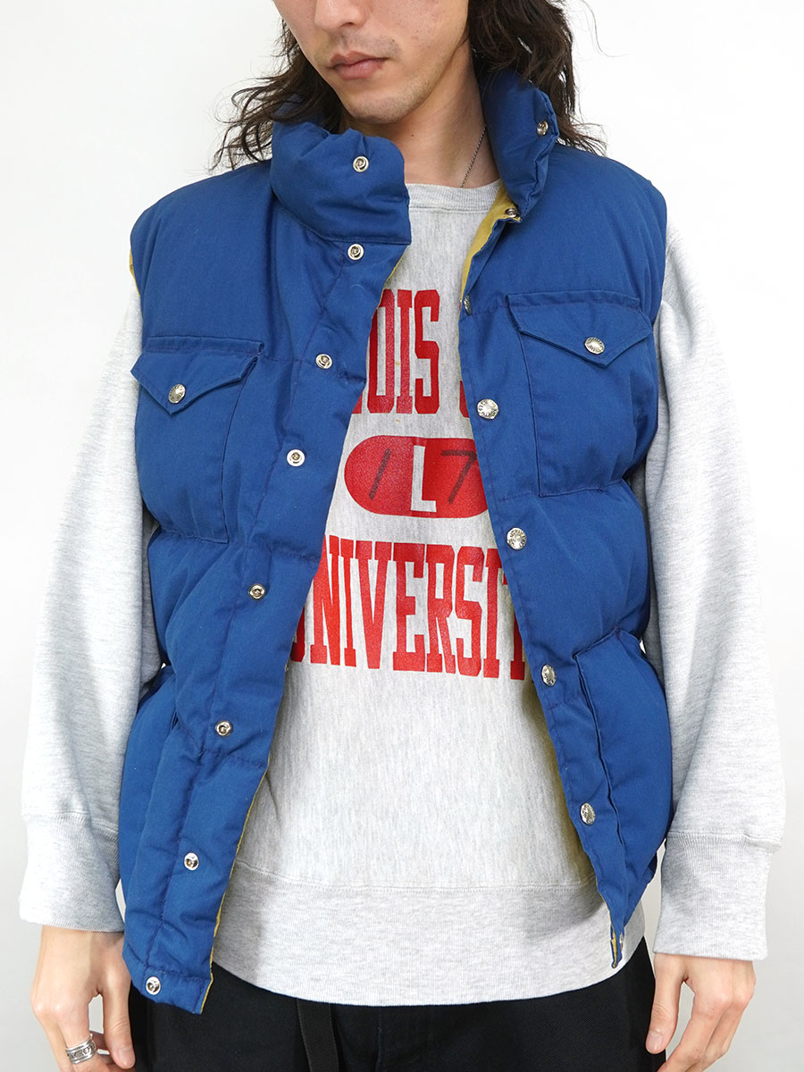 80's 茶タグ THE NORTH FACE ダウンベスト ネイビーブルー 表記(M