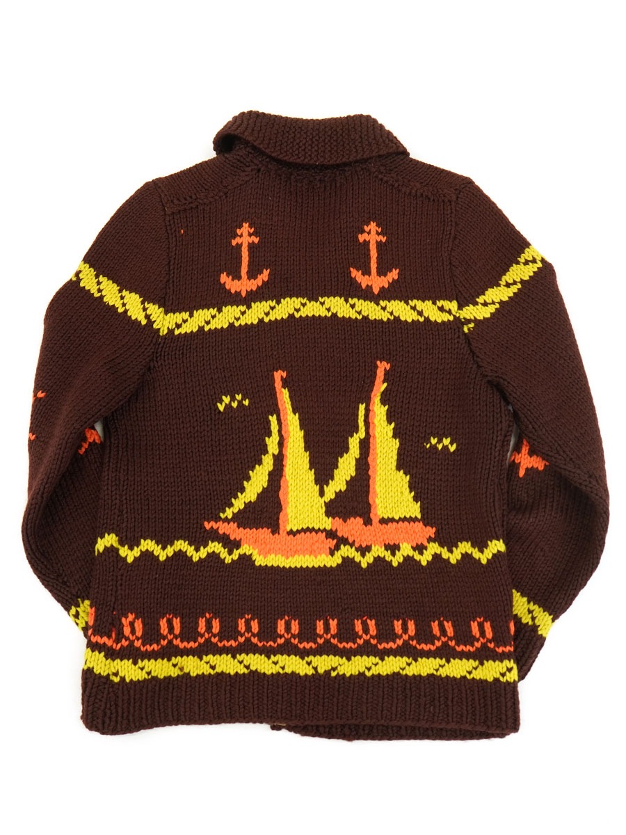 60's アンカー×ヨット柄 カウチンカーディガン 実寸(S位) FLASH