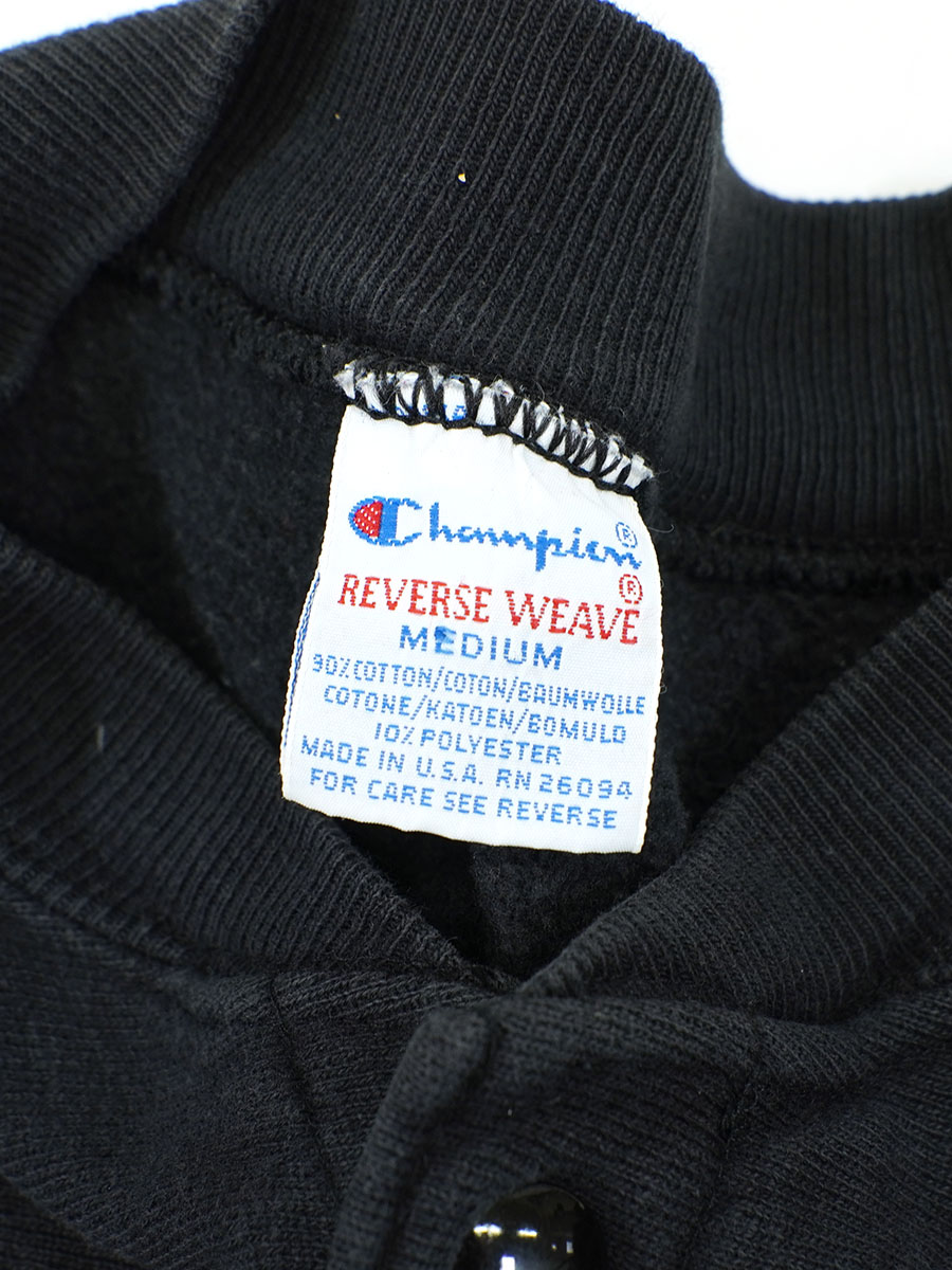 90'S CHAMPION REVERSE WEAVE FULL SNAP SWEAT CARDIGAN PLAIN BLACK