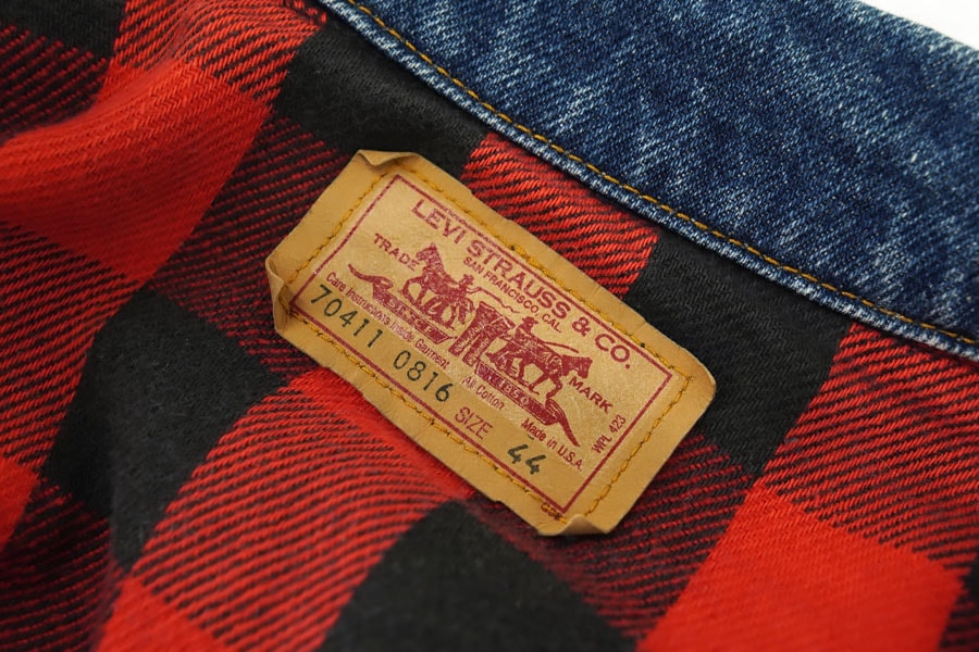 80's Levi's 70411 デニムジャケット 赤黒チェック フランネルライナー