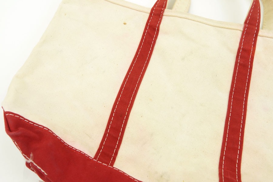 80's L.L.BEAN BOAT AND TOTE 生成りx赤