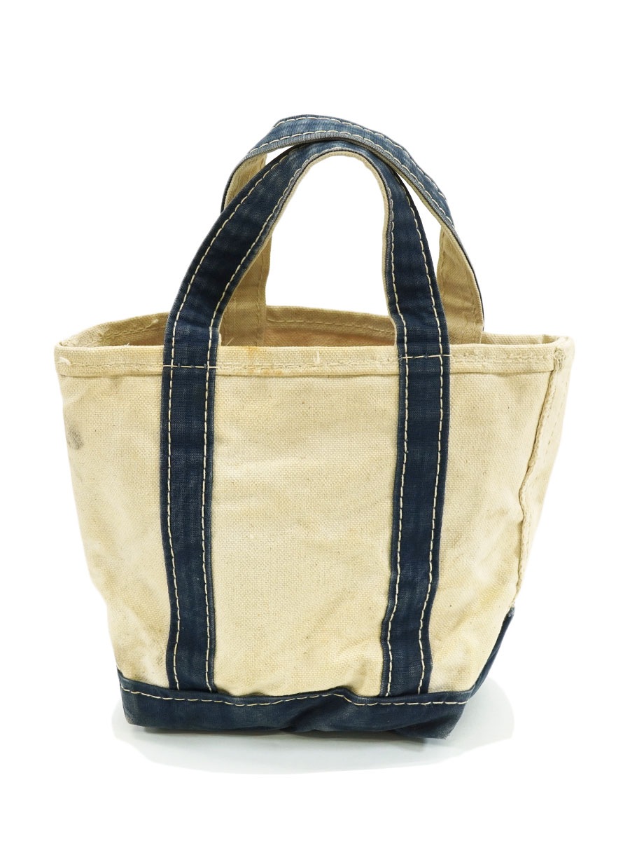 70's L.L.Bean BOAT AND TOTE 生成りx紺 ポケット付き