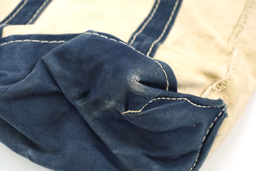 70's L.L.Bean BOAT AND TOTE 生成りx紺 ポケット付き