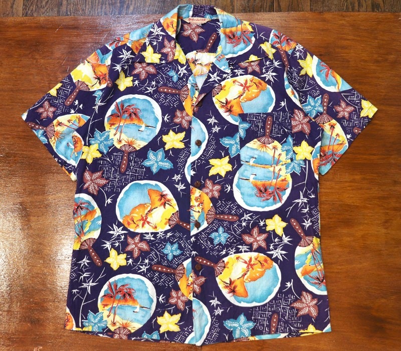 1950s COTTON HAWAIIAN , Size L
