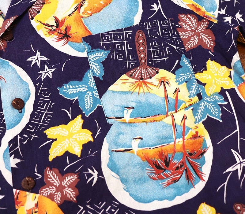 1950s COTTON HAWAIIAN , Size L