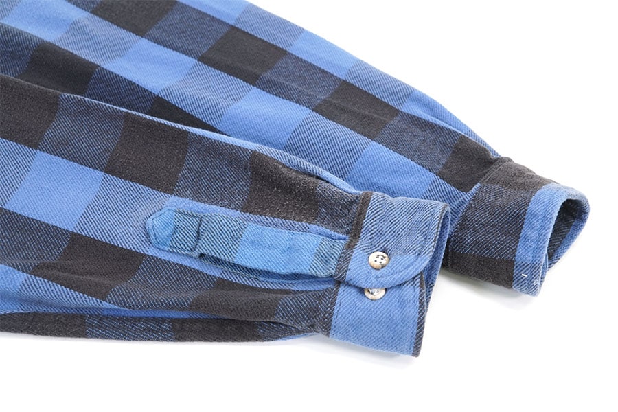 90's FIELD&STREAM 青黒ブロックチェック フランネルシャツ 表記(L