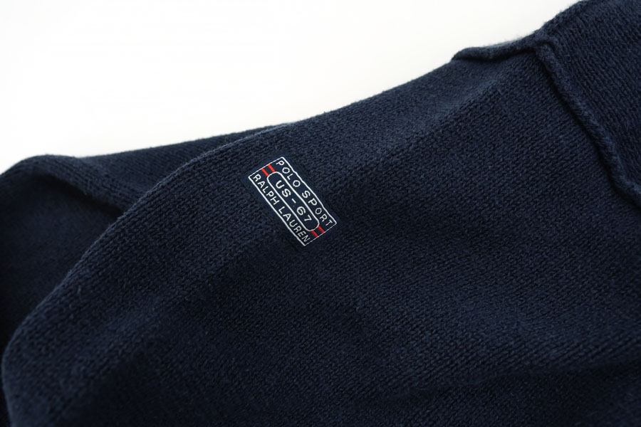 90's POLO SPORT ''US 67'' 100%コットンニット ジップポケット 表記(L