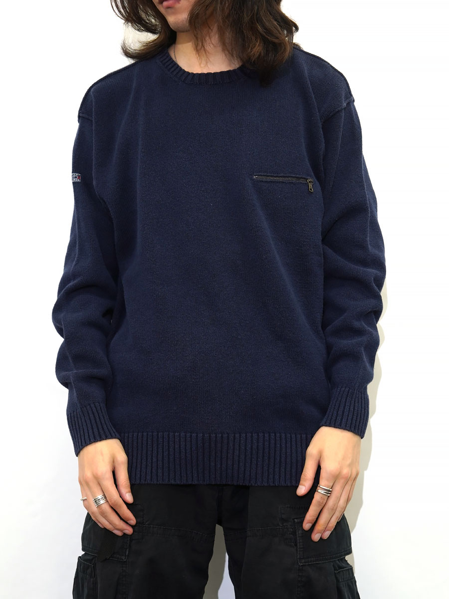90's POLO SPORT ''US 67'' 100%コットンニット ジップポケット 表記(L