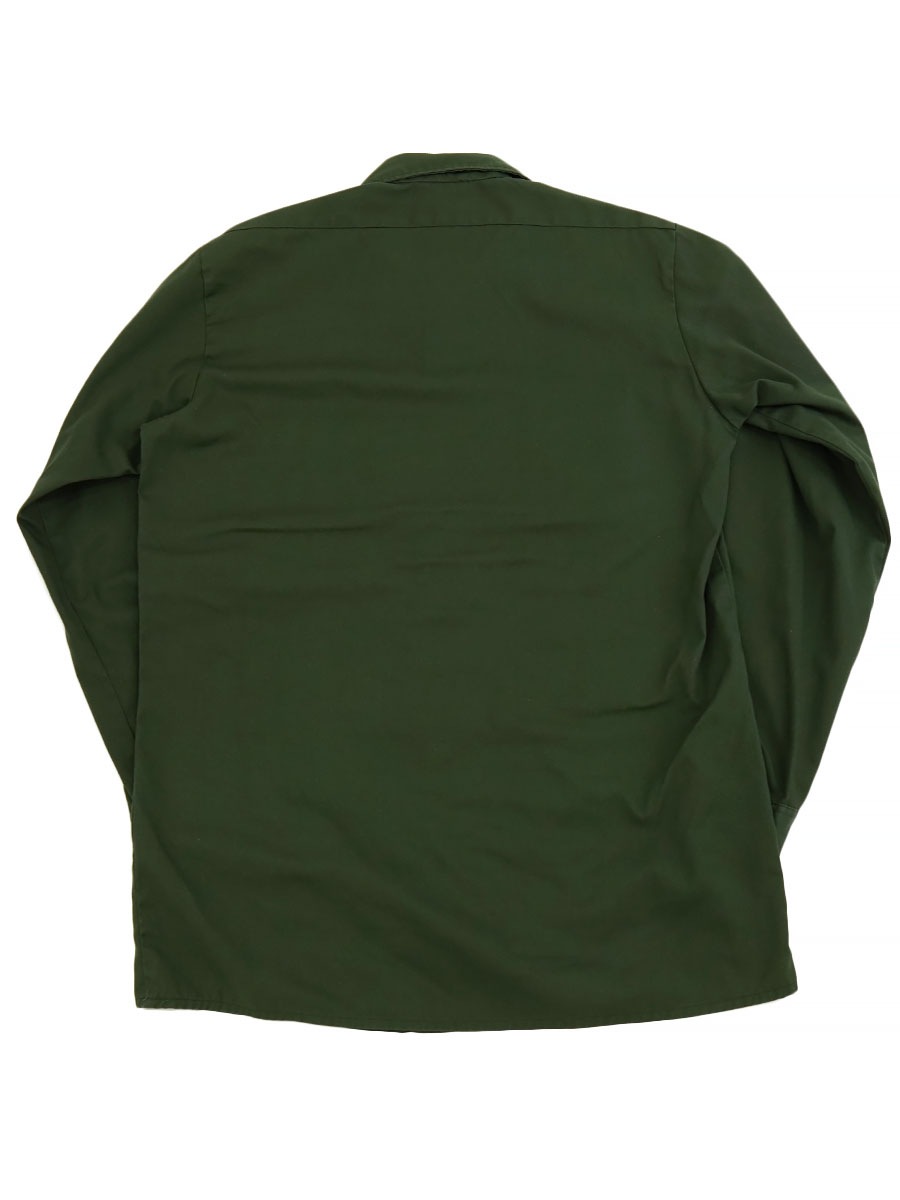 80's～ Dickies L/Sワークシャツ オリーブグリーン 表記(15-15 1/2