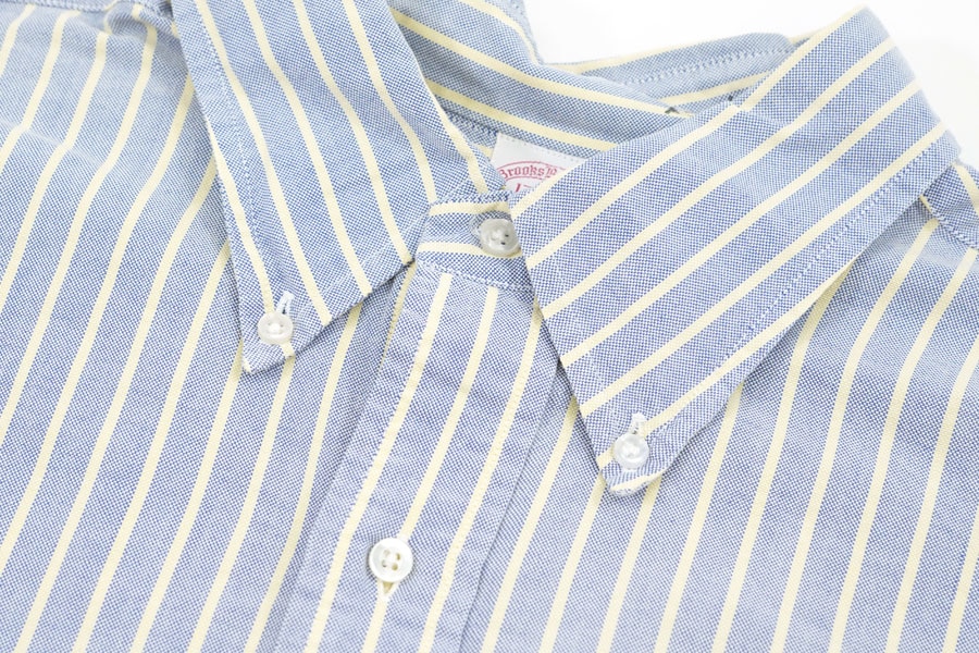 USA製 Brooks Brothers MAKERS ストライプ柄 ボタンダウンシャツ 表記