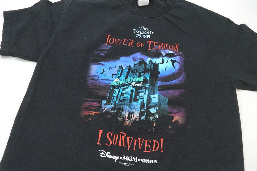 00's WALT DISNEY World ''TOWER OF TERROR'' Tシャツ ブラック 実寸(L