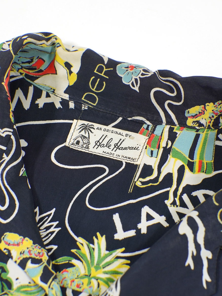 1950's Hale Hawaii LAND OF ALOHA L/S HAWAIIAN SHIRT Size,M