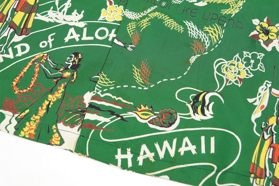 1950's Hale Hawaii LAND OF ALOHA L/S HAWAIIAN SHIRT Size,M