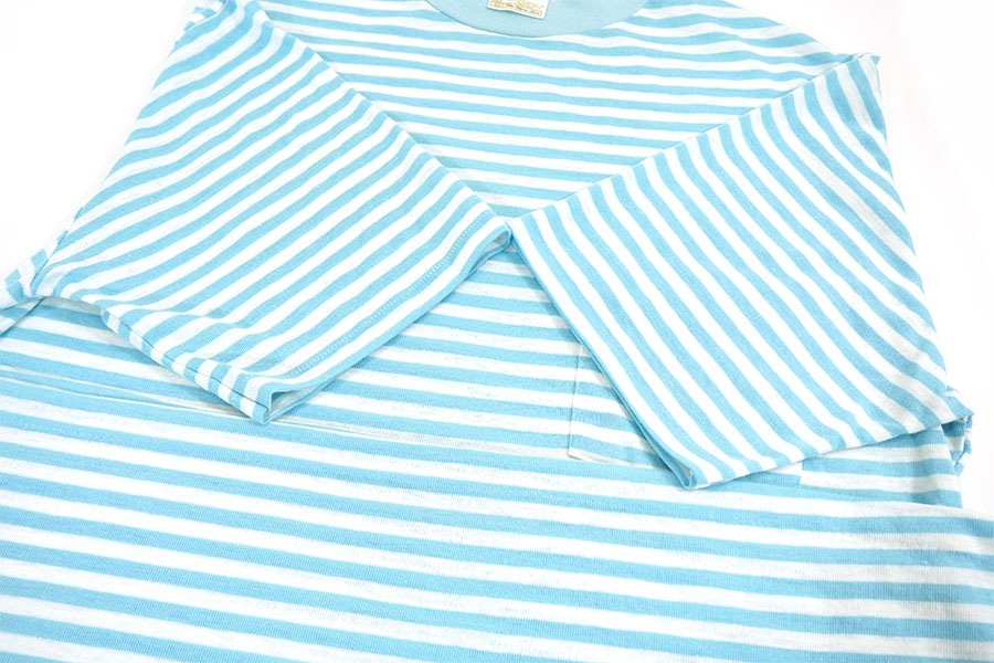 70's SEARS KINGS ROAD 白×水色 ボーダー ポケット付きTシャツ