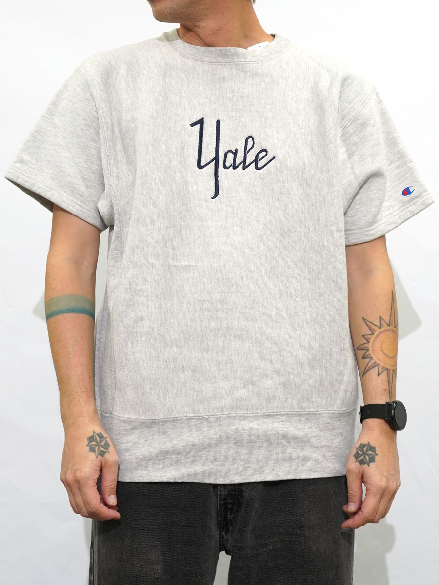 80's プリントタグ チャンピオンRW ''YALE'' 半袖 表記(L)