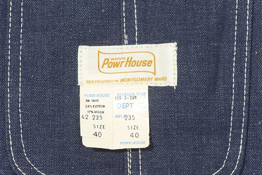 60's POWR HOUSE バットダイ デニムカバーオール 表記(40) NOS