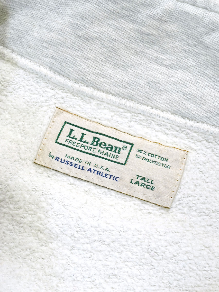 90's L.L.BEAN by RUSSELL ATHLETIC フルジップ 無地スウェット 表記