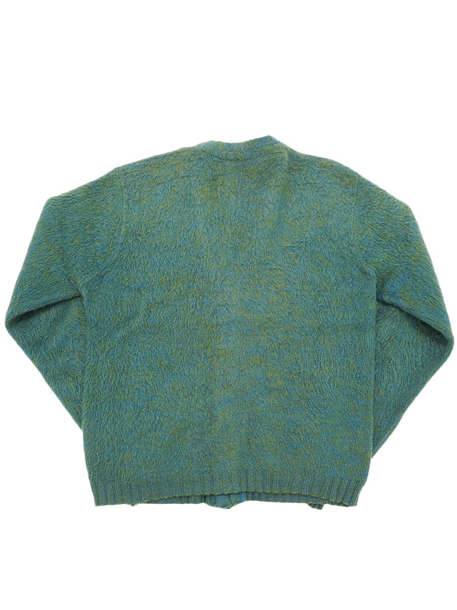 60's LORD JEFF モヘアニットカーディガン 緑×青 ミックスカラー 実寸