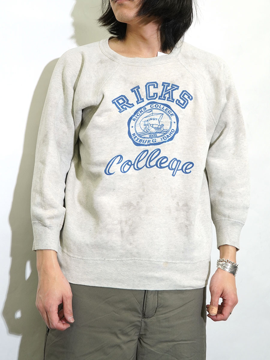 60'S CHAMPION ''RICKS COLLEGE'' WATER PRINT SWEAT SHIRT (SIZE