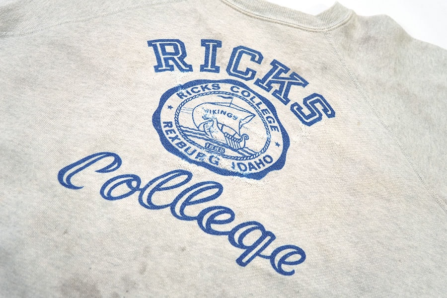 60'S CHAMPION ''RICKS COLLEGE'' WATER PRINT SWEAT SHIRT (SIZE
