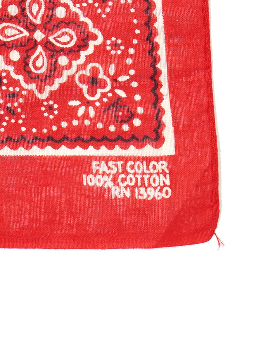 60's FAST COLOR 100%コットン ペイズリー柄 バンダナ レッド NOS