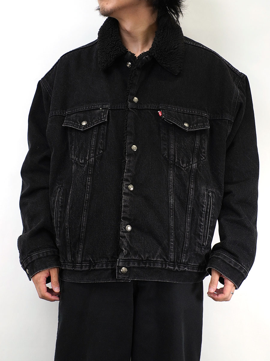 スペシャル 90s LEVIS オール ブラック デニム ボア ジャケット XL 90's Levi's ブラックデニム ボアジャケット 表記(XL) オール