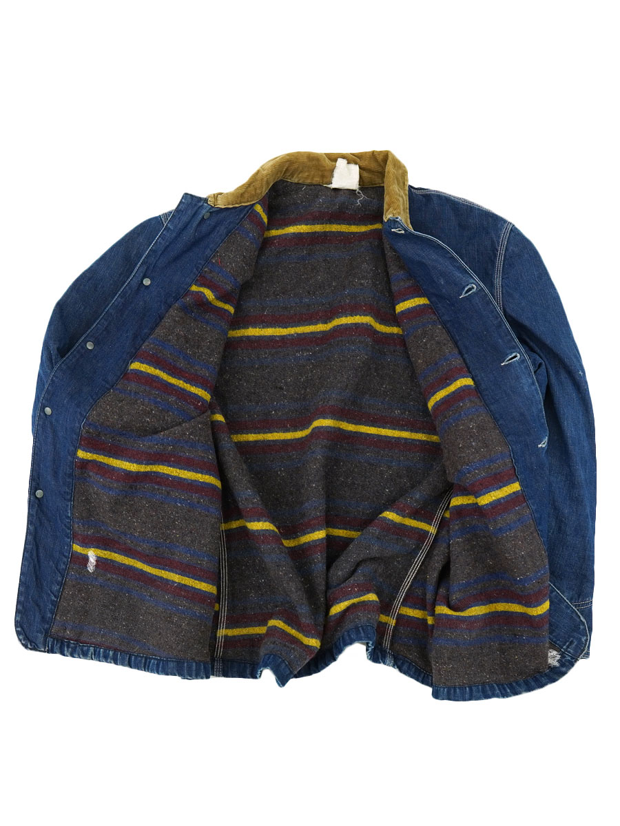 70s Lee 81-LJ カバーオール 襟コーズ ブランケット アートピース 50's Lee 81-LJ 襟コーズ 裏ブランケットライナー デニムカバーオール