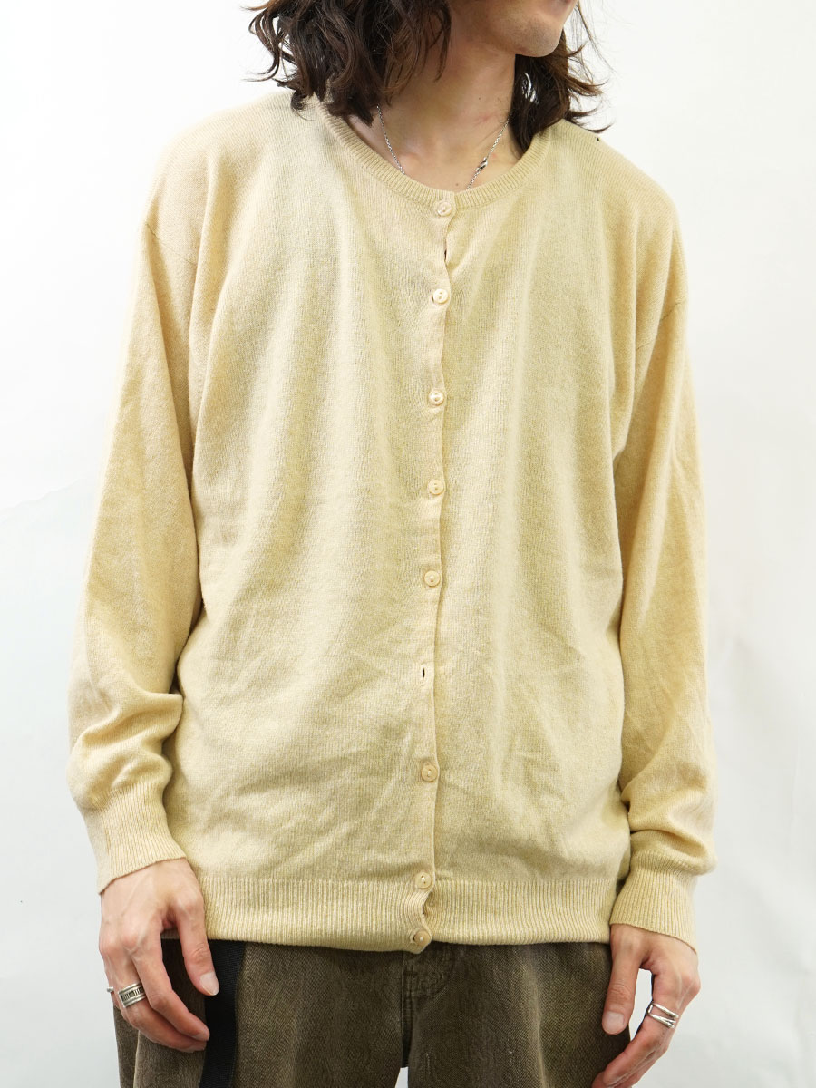 90'S HARRODS PRINGLE CASHMERE CARDIGAN BEIGE (SIZE.44) LADIES MADE