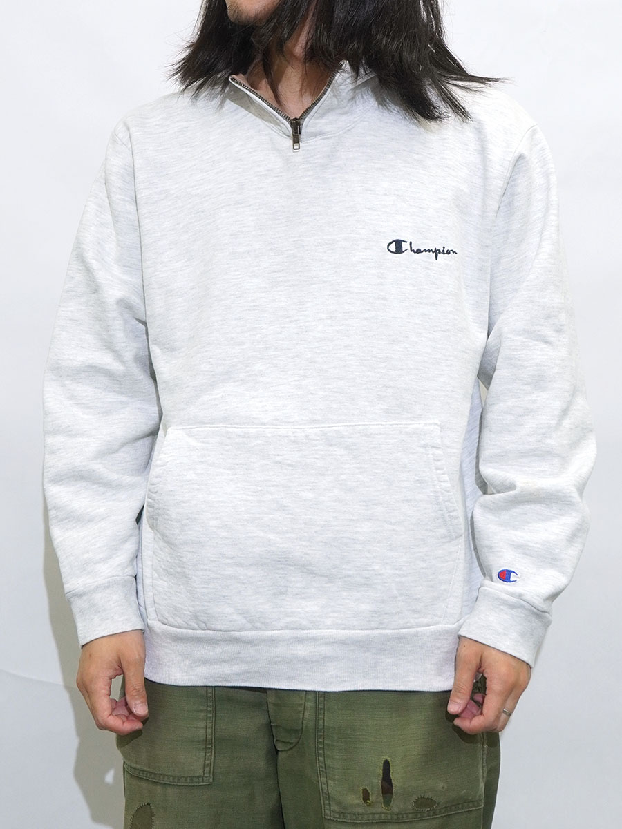 90'S CHAMPION H/Z HOODED SWEAT SHIRT LIGHT GREY/BROWN (SIZE.X