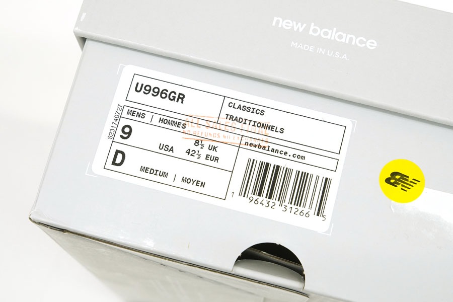 未使用 NEW BALANCE U996GR 表記(9D) USA製