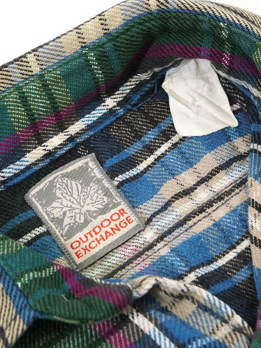 90's OUTDOOR EXCHANGE 好配色チェック柄 フランネルシャツ 実寸(L位