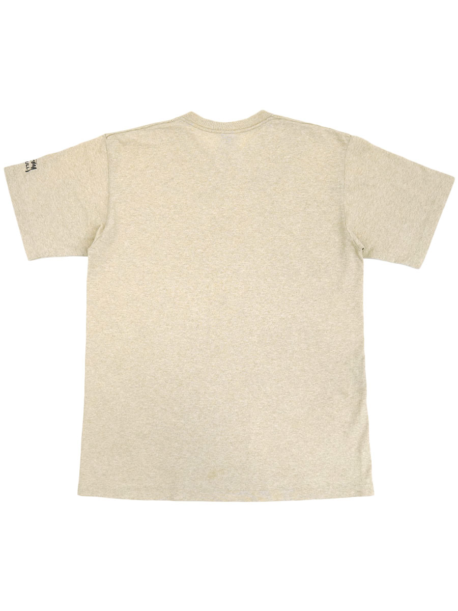 コットンTシャツ ベージュ ☆ STUSSY 90's~ STUSSY ''OLD SKULL'' 袖プリント入り Tシャツ ライト