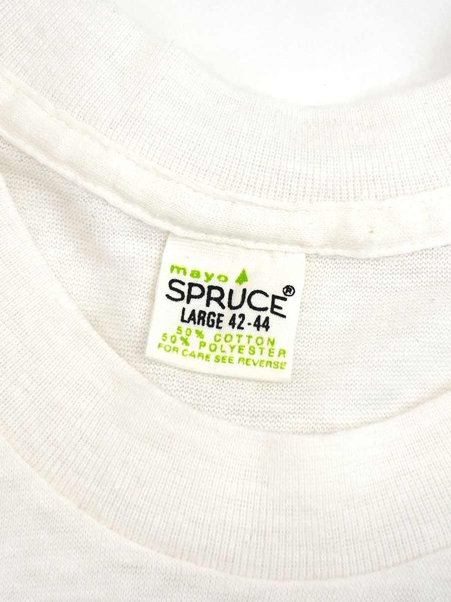 70's SPRUCE ''honk if you love cheese'' 両面プリント Tシャツ ホワイト 表記(L) DEAD