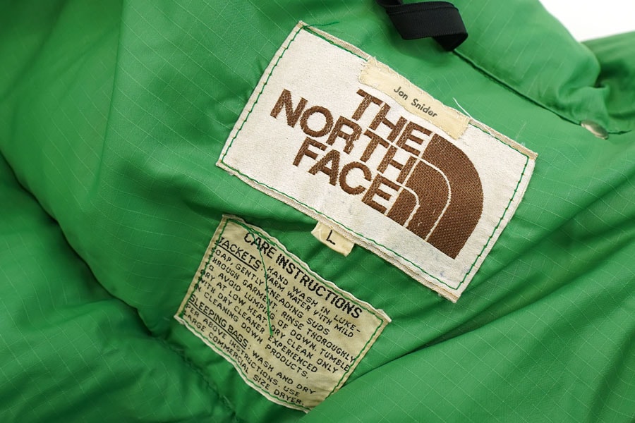 70's 茶タグ THE NORTH FACE リップストップ ダウンJKT 黄緑 表記(L