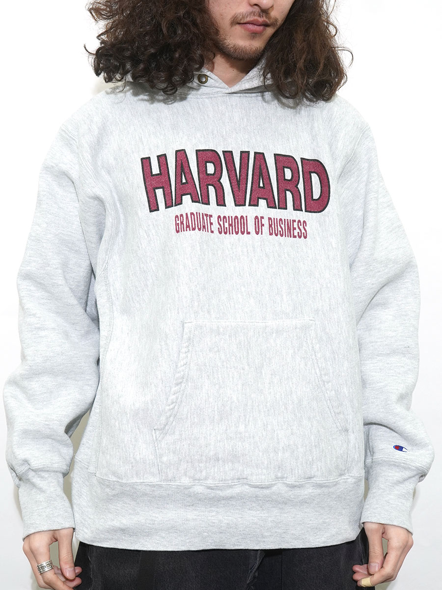 80's プリントタグ チャンピオンRWパーカ ''HARVARD'' 染み込み 表記(L) USA製