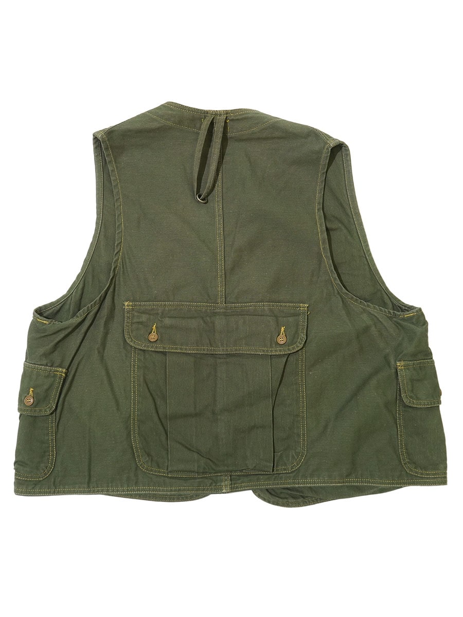 60'S L.L.BEAN HALF MOON POCKET COTTON FISHING VEST OLIVE GREEN